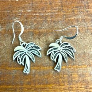 Silvertone Palm Tree Earrings